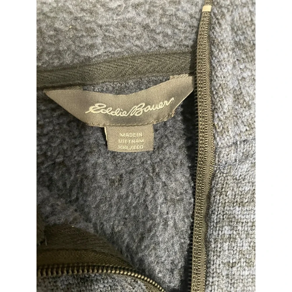 Eddie Bauer‎ Mens XXL 1/4 Zip Fleece Pullover Sweater Jacket Blue Casual